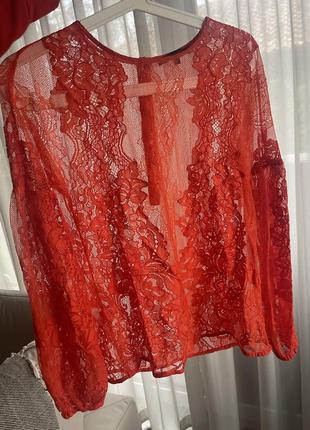 Блузка жіноча оранжева maje xs (1) як нова ажурна оригінал