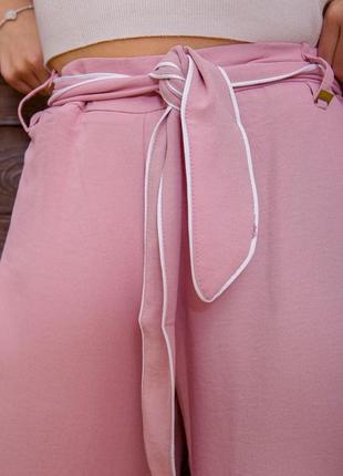 Женские брюки свободного кроя пудровый цвет3 фото