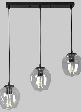 Чорна підвісна люстра на 3 молекули (56-pr0231f-3 bk+cl)