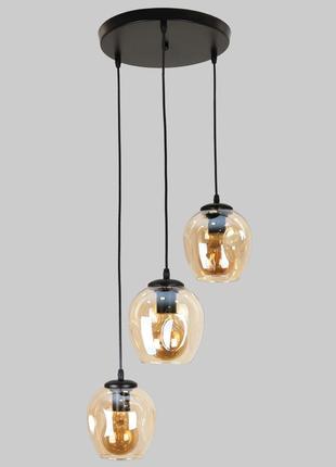 Чорна підвісна люстра на 3 молекули (56-pr0231f-3 bk+br)