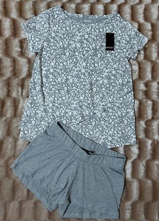 Світло-сіра всесезон піжама для вагітних і годувальниць (футболка + шорти), розмір 32-344 фото