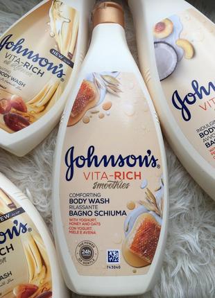 🍯 смузі гель із йогуртом вівсом і медом доглядаючий гель для душу тіла з ароматом johnson's johnsons джонсонс vita-rich 750 мл ml