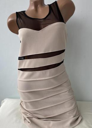 Платье мини с вырезами  в рубчик 🤎cameo rose🤎