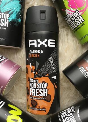 🍪 axe leather & cookies 48h non stop fresh дезодорант спрей мужской для мужчин с ароматом кожа и печенье акс