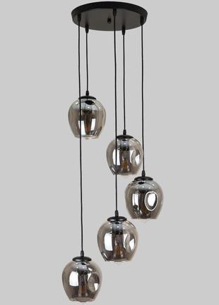 Чорна підвісна люстра на 5 молекул (56-pr0231f-5 bk+bk)