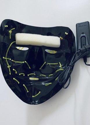 Маска анонимуса неоновая (жёлтая) маска судная ночь маска пластик гая фокса (маска v - значить вендетта)3 фото