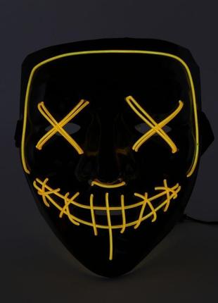 Маска анонимуса неоновая (жёлтая) маска судная ночь маска пластик гая фокса (маска v - значить вендетта)2 фото