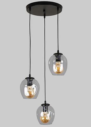 Чорна підвісна люстра на 3 молекули (56-pr0231f-3 bk+cl)