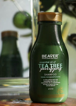 Шампунь для жирных волос beaver tea tree purifying shampoo с маслом чайного дерева 350 мл1 фото