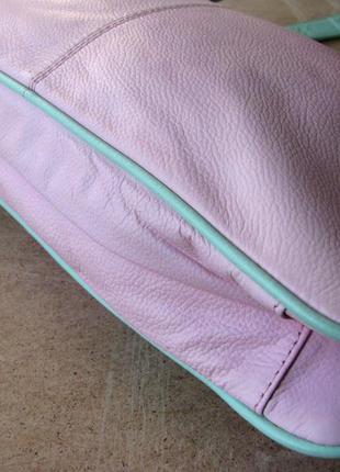 Розово-салатная кожаная сумка5 фото