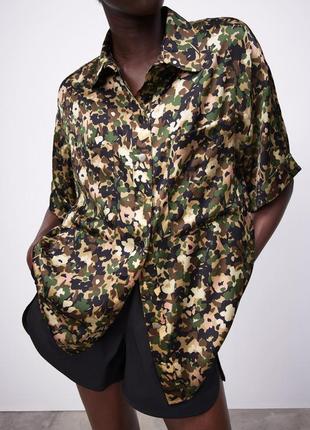 Новая коллекция блуза,блузка хаки оверсайз zara