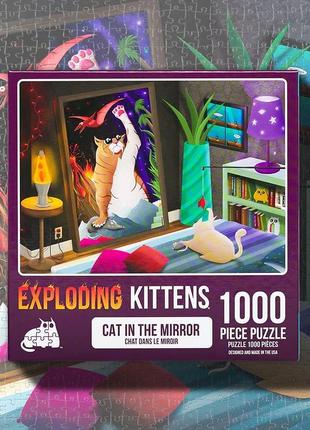 Пазли для дорослих - серія "вибухові кошенята" - кіт у дзеркалі [exploding kittens 1000 piece puzzle]1 фото