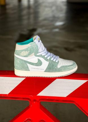 Женские высокие кожаные кроссовки nike air jordan 1 retro high og "turbo green#найк