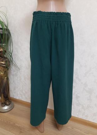 Укороченные свободные брюки кюлоты палаццо изумрудный цвет большой размер10 фото