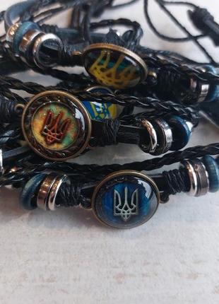 Кожаный браслет символов украины герб украины трезуб.