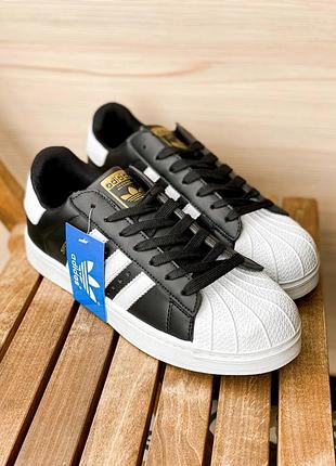 Кроссовки женские adidas superstar black white sole
