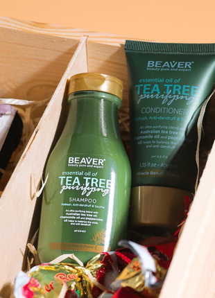 Набор для жирных волос beaver essential oil tea tree purifying: шампунь + кондиционер1 фото