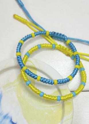 Желто-голубые парные браслеты2 фото