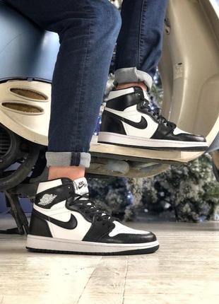 Кроссовки nike jordan 1 black white мужские