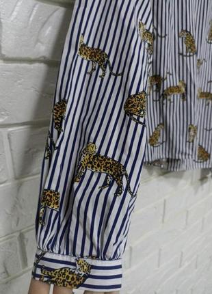 Рубашка zara с леопардовой полоской на пуговицах5 фото