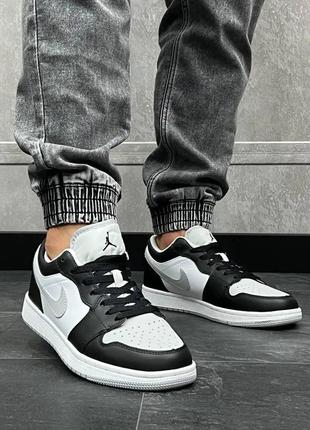 Кроссовки nike jordan 1 low black white grey мужские2 фото