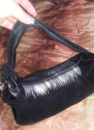 Сумка замшевая со стразами