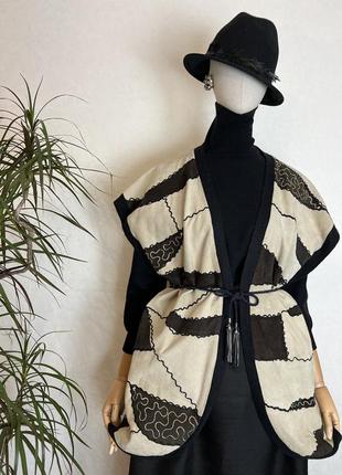 Вінтаж,шкіра,замша,жилет,безрукавка,вишивка,ручна робота,ексклюзив