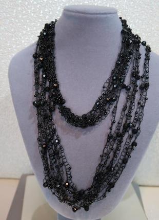 Чорне намисто бусси довге