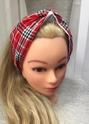 Повязка красная клетка, натуральная