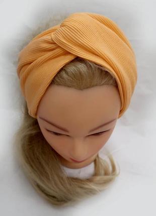 Пов'язка на голову яскраво помаранчева трикотаж ,пов'язка на резинці ,челма,тюрбан