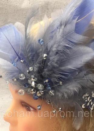 Гангстерская повязка в стили гэтсби, 30-40 годов,ретро повязка серо- голубая серебристая