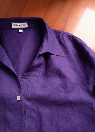 Рубашка из льна и хлопка ярко-фиолетового цвета mara manzona, 42it7 фото