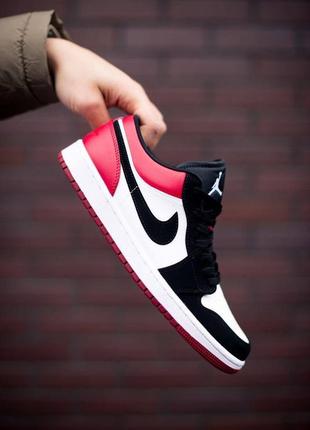 Кроссовки nike jordan 1 low black red мужские6 фото