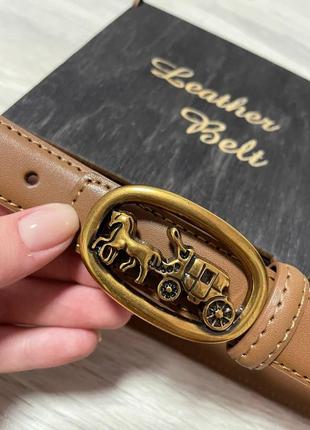 Ремень пояс женский кожаный в стиле coach / ремінь пояс жіночий в стилі coach