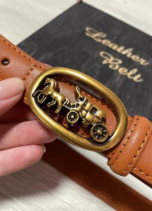 Ремень пояс женский кожаный в стиле coach / ремінь пояс жіночий в стилі coach