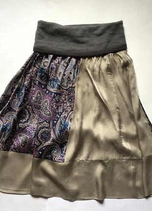 Шелковая юбка с трикотажным поясом1 фото