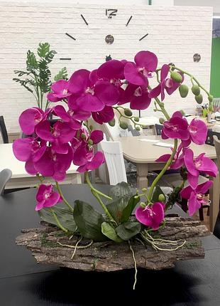 Декор для меблів, хурхідея фуксія на корі ручна робота