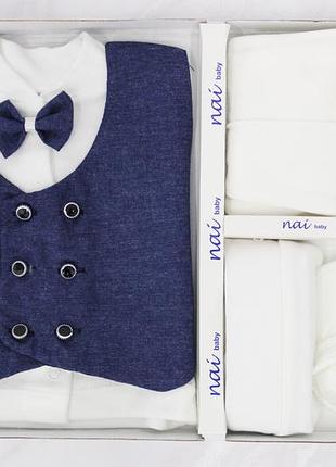 Набор для мальчика праздничный комплект для крещения и выписки комплект 0-6 месяца 6 предметов турция