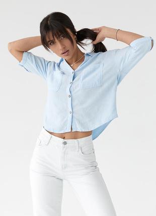 Женская однотонная рубашка в стиле кэжуал4 фото