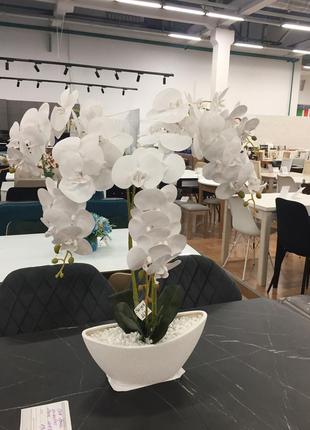 Орхидея для интерьера искусственная,белая 70-75 см2 фото