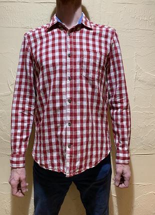 Льняная рубашка в клетку h&m