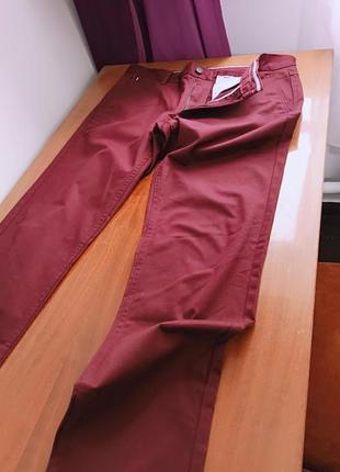 Мужские брюки чинос цвета бургунди, zara man eur 42, 180/84 cm9 фото