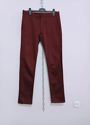 Мужские брюки чинос цвета бургунди, zara man eur 42, 180/84 cm7 фото