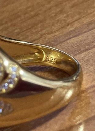 Каблучка love срібло 925 позолота романтичний перстень с камінцями 17-17,5р кохання3 фото
