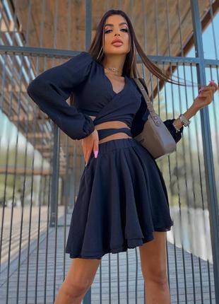 Легкий літній костюм (спідниця-шорти) модель: 175