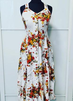 Нежное красивое красивое винтажное платье сарафан платье ретро винтаж на бретельках цветочный принт цветы2 фото