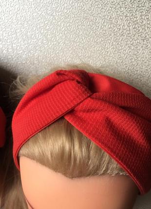 Пов'язка червона, тюрбан натуральна тканина
