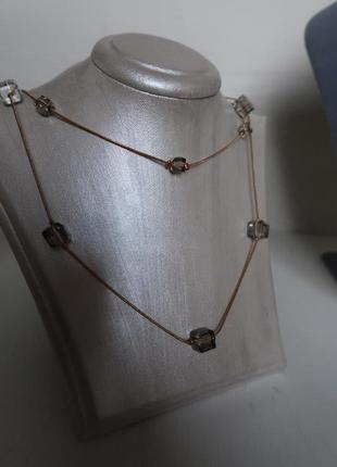 Прикраса довга на шию з чорно-темно-сірим прозорим камінням
