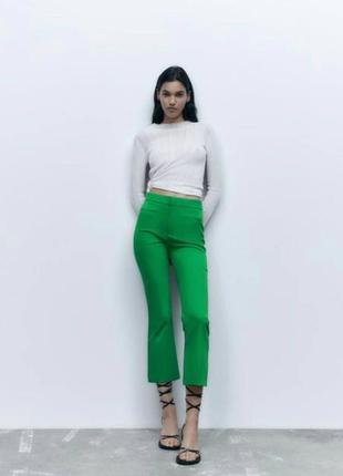 Новые идеальные брюки брюки брюки zara широкие кюлоты зелени зумрудные высокая посадка широкие свободные клэс палаццо h&amp;m