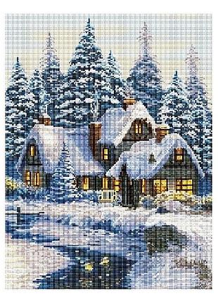 Набор для вышивания нитками крестом сказочная зима снежная зима зимняя сказка aida  мулине  дмс pony 31x41 см